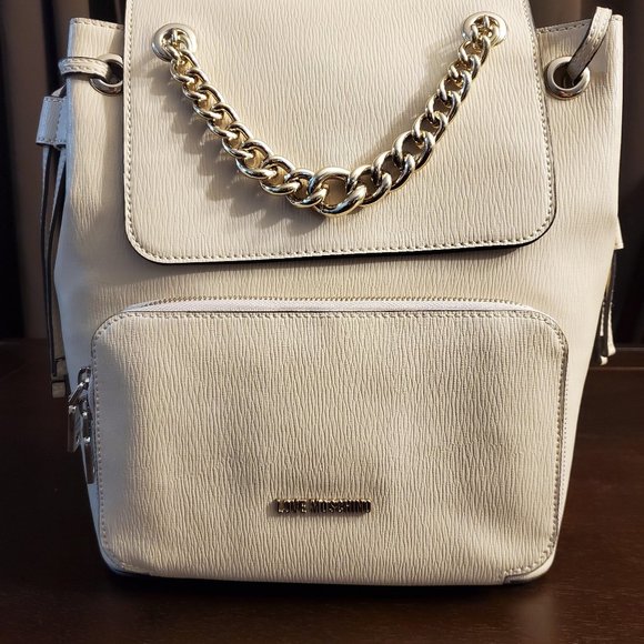 Love Moschino Handbags - NWT Love Moschino Leather Backpack--Ivory